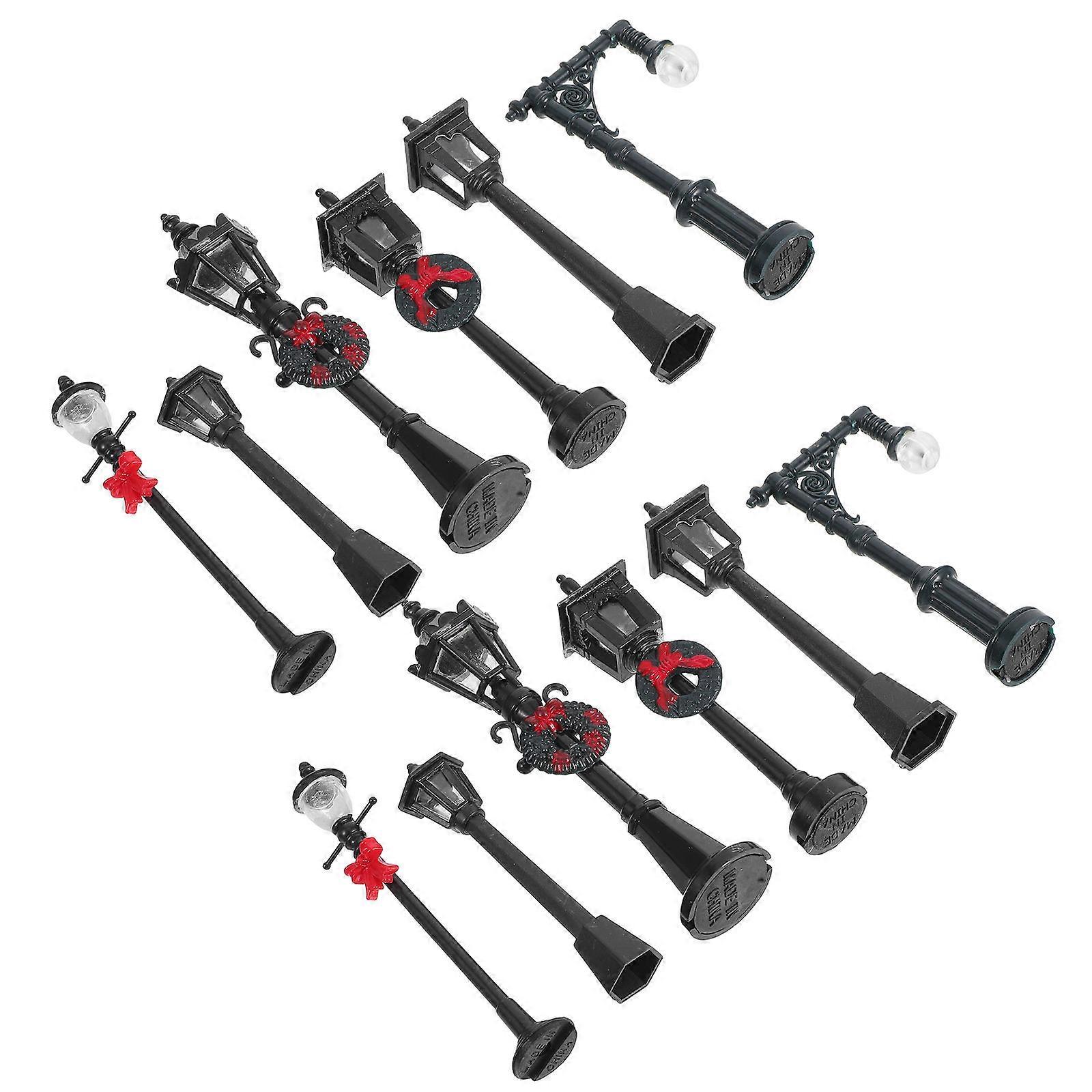 Realistic Mini Street Lamp Post for Decor with 12Pcs Plastic Accessories