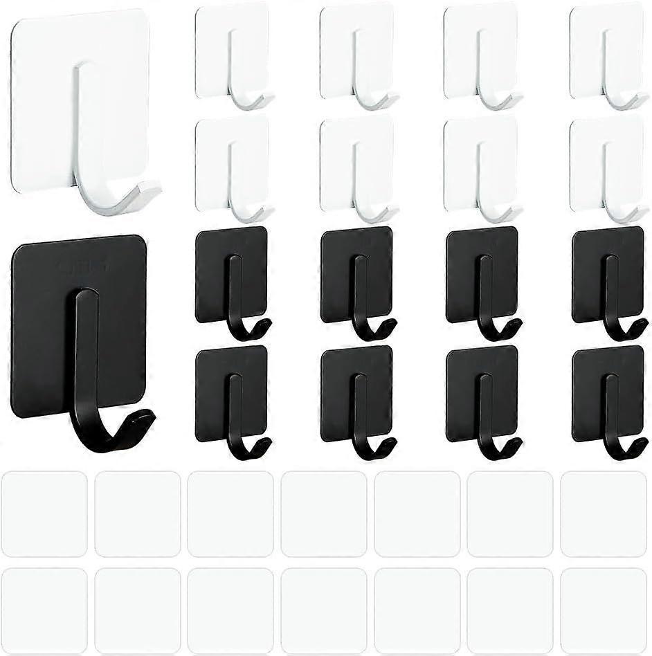 16 Sets Heavy Duty Adhesive Towel Hooks No Drill Waterproof Stainless Steel Stick on Shower Hooks Adhesive Wall Hooks for Hanging Jacket Robe