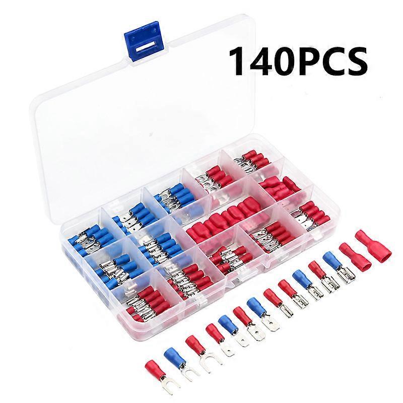1300/480/140Pcs Assorted Spade Terminals Insulated Cable Connector Electrical Wire Crimp Butt Ring Fork Set Ring Lugs Rolled Kit