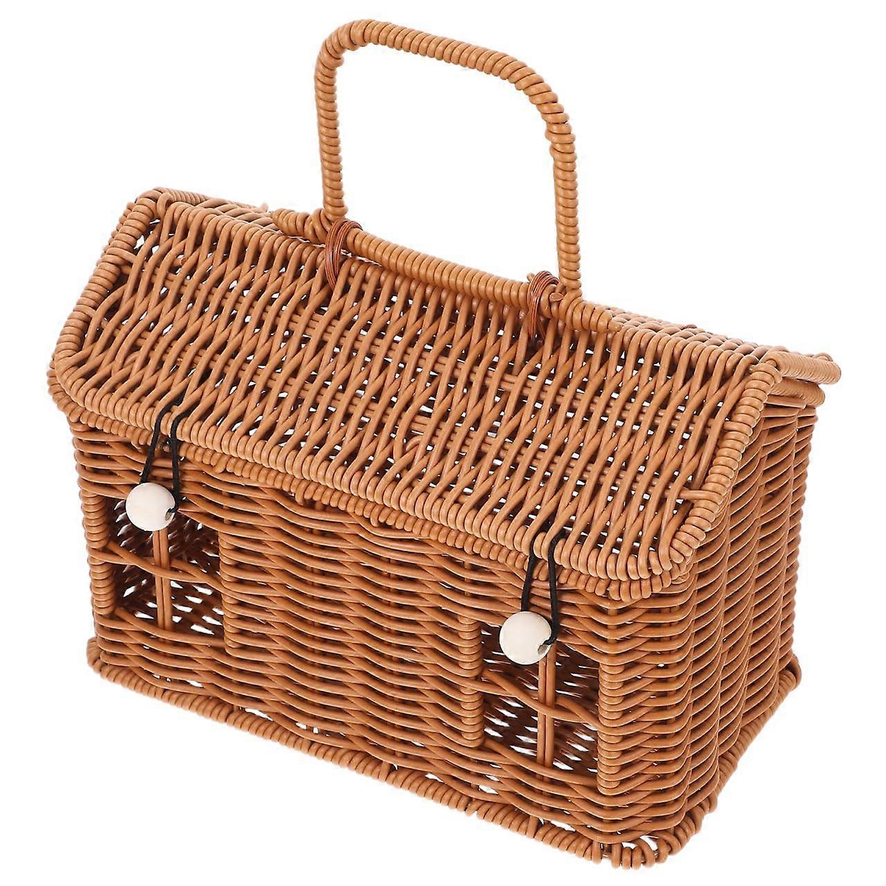 House Shaped Wicker Storage Basket with Handle for Home Organization and Seasonal Gift Display