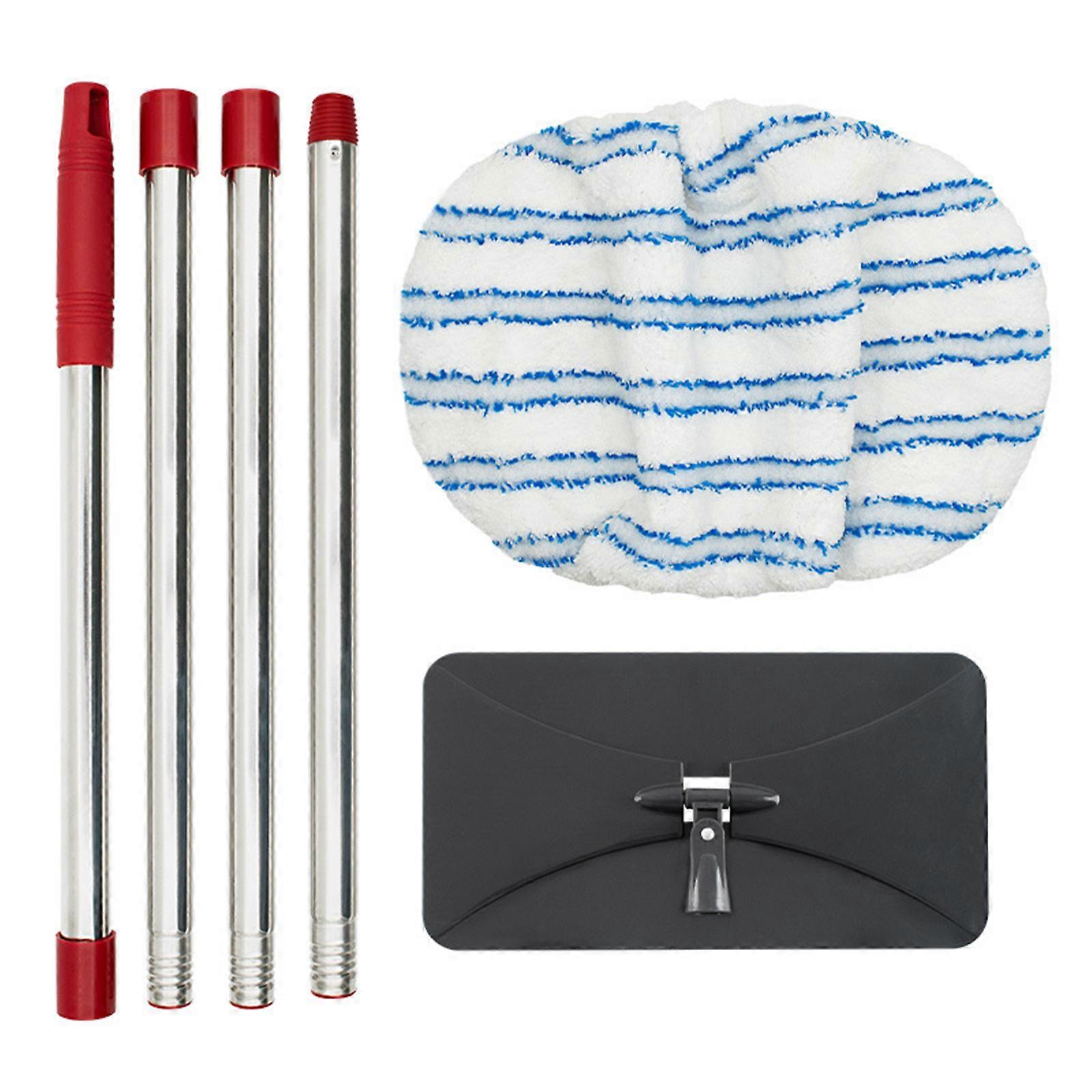 Microfiber Flat Mop Pad Set with Adjustable Fine Thread Four-Section Pole for O-Cedar