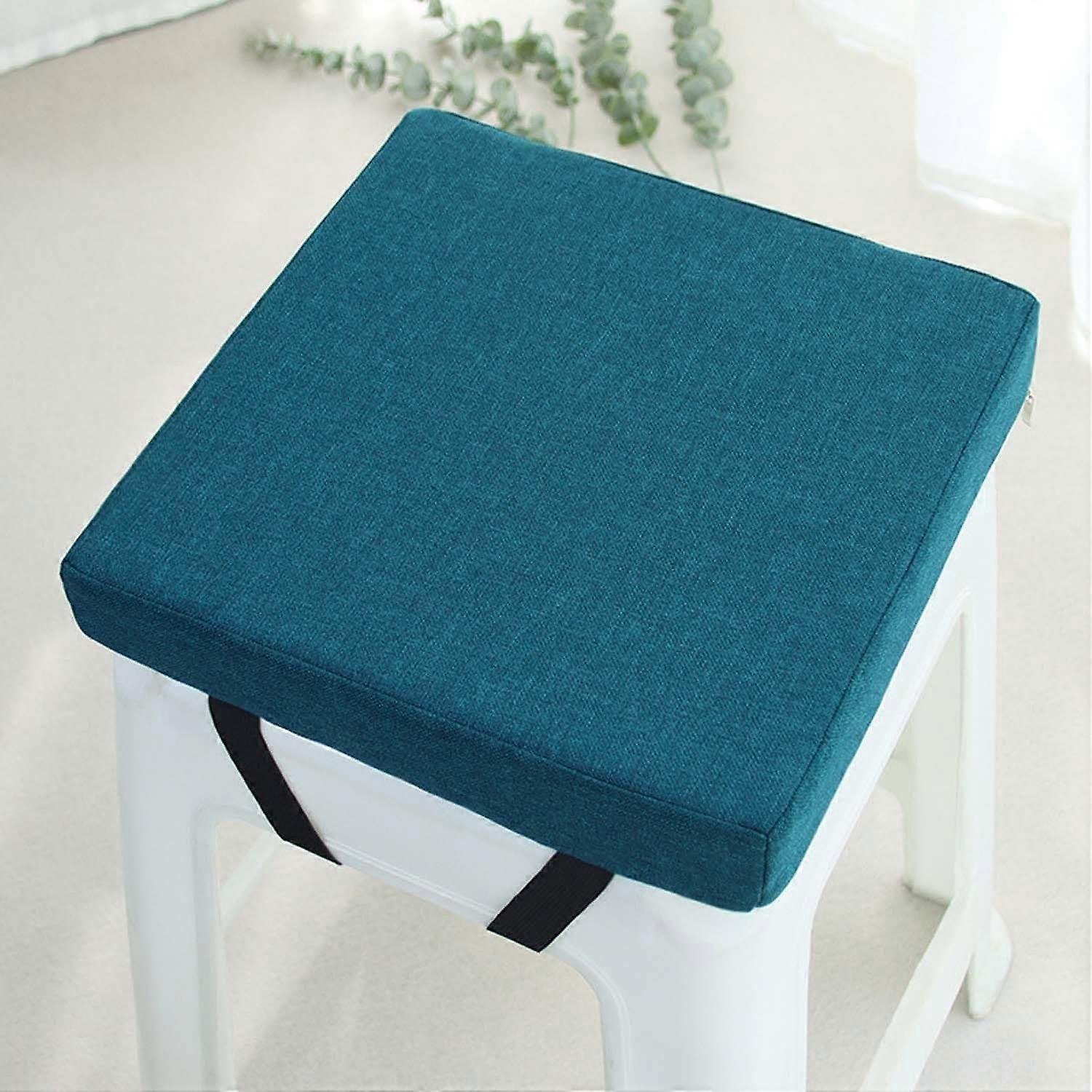 Bar Stool Cushion with Ties, NonSlip Cotton Linen Seat Pad for Dining Chairs, Foam Padding, 10x10x2in