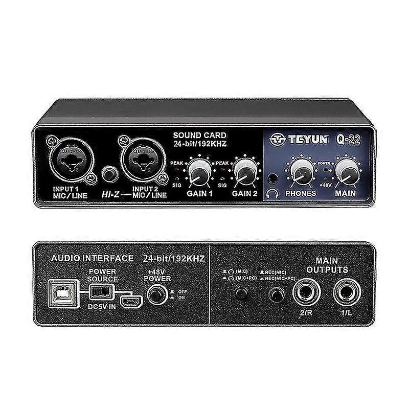 Teyun Q-22 Audio Interface Sound Card With Monitoring,electric Guitar Live Recording Professional Sound Card For Studio,singing