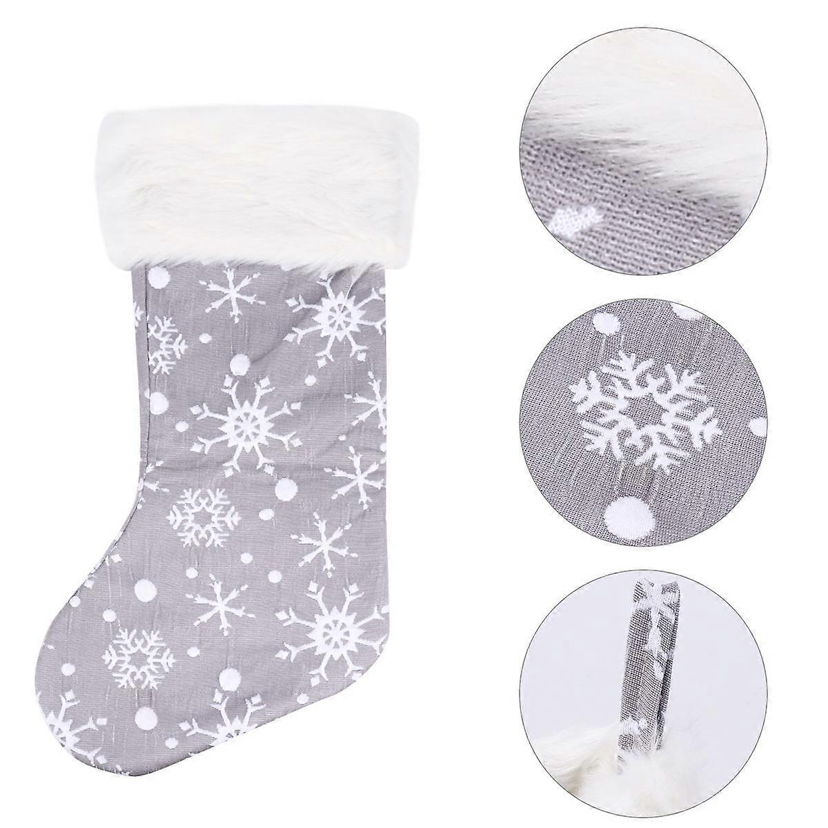 Christmas Gift Stocking Candy Sock for Home Decor Grey Bag