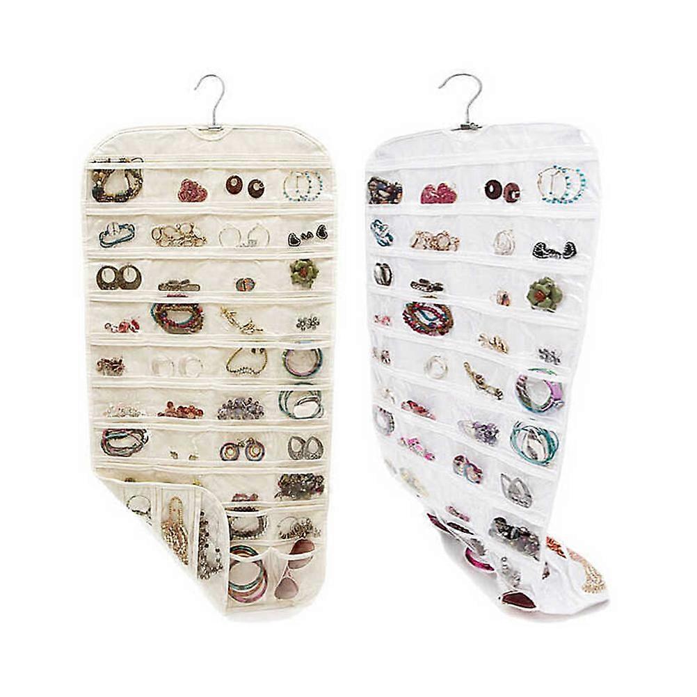 Wall Storage Bag Dual-Side Organizer for Storage Use with 43 Pockets Beige