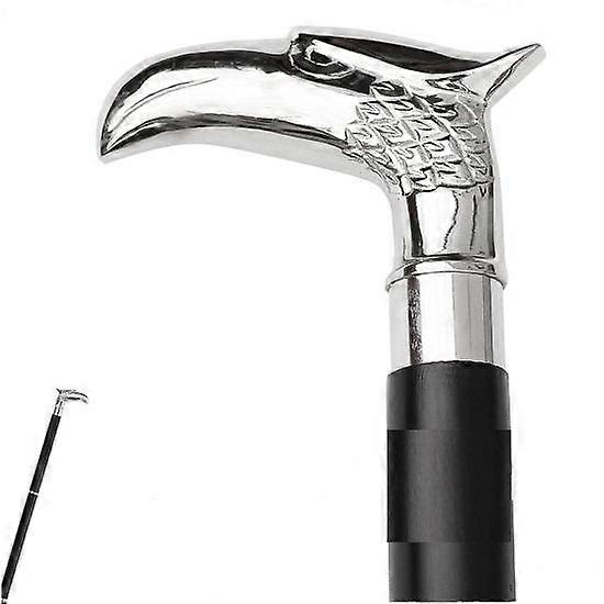 Solid Silver Nickel Eagle Handle Black Victoria Cane Walking Stick