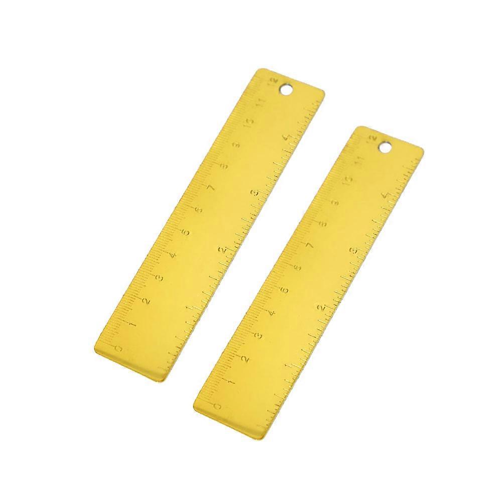 Straight Ruler Golden Rectangular Versatile Ruler for Study and Work 2Pcs