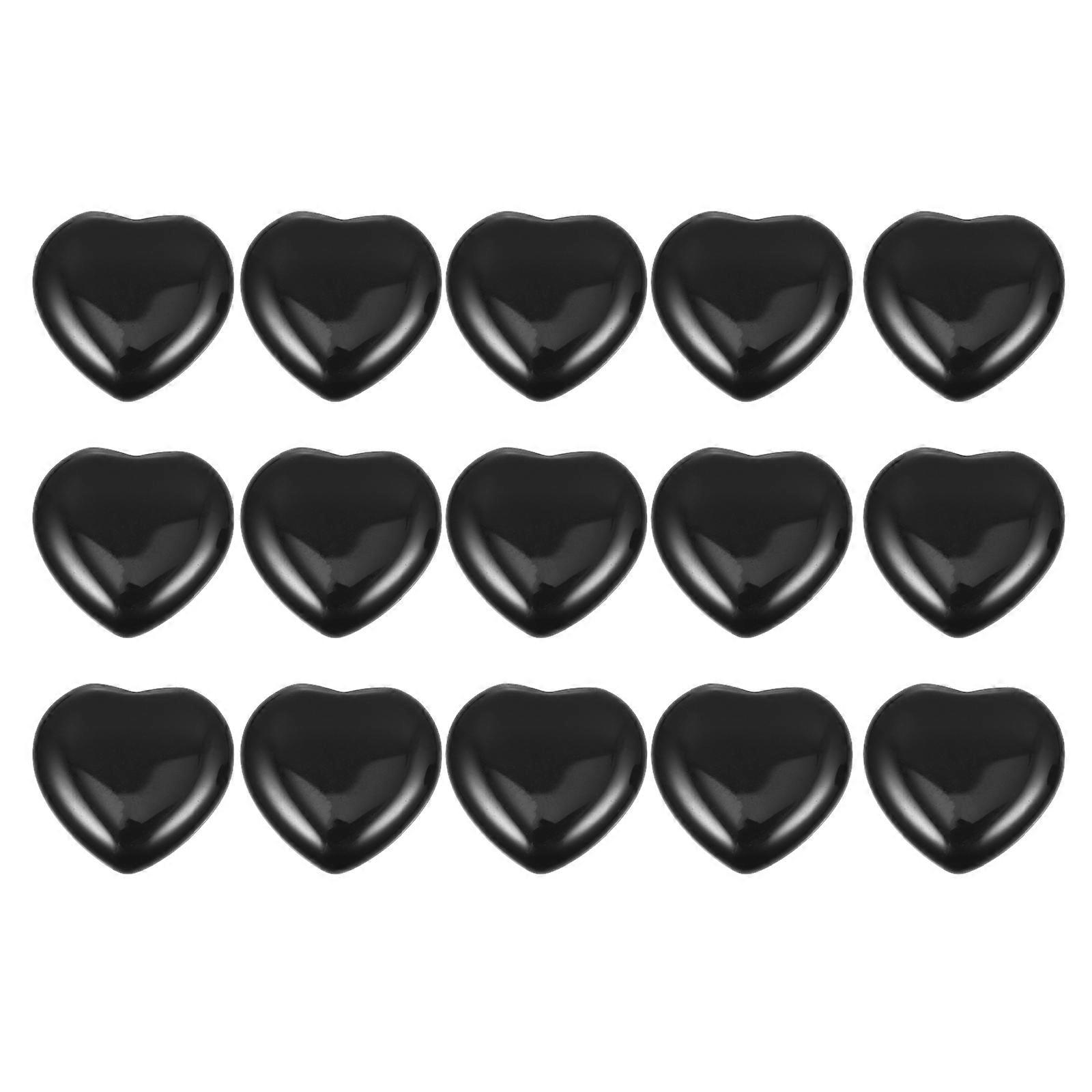 Heart-Shaped Crystal Stone Decorations for Decor Black 15Pcs