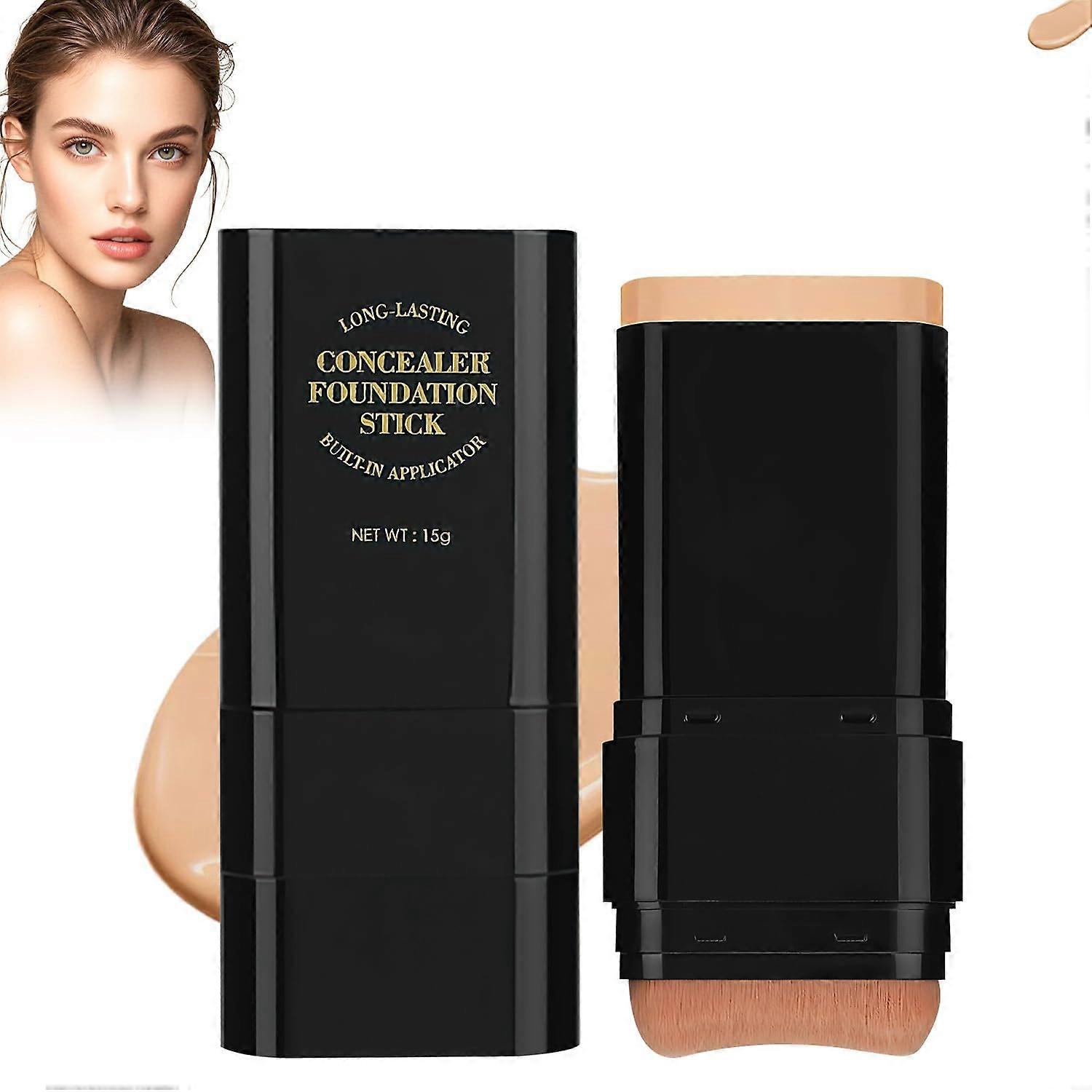 Full Coverage Concealer Stick for Light Skin with BuiltIn Applicator, LongLasting Foundation 15g