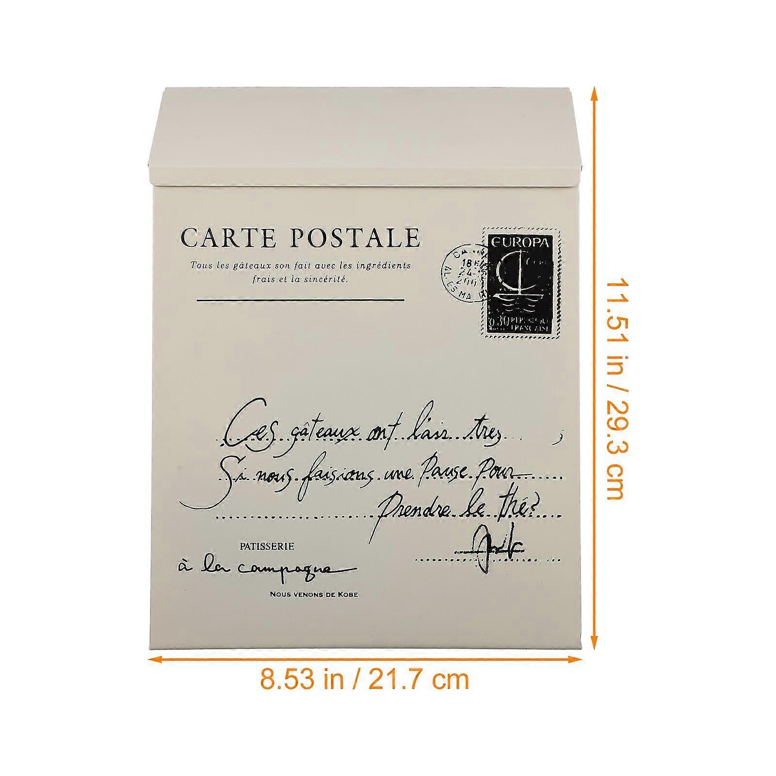 Retro Lockable Letter Box Wall Mount Mailbox for Storage 1Pcs White Iron