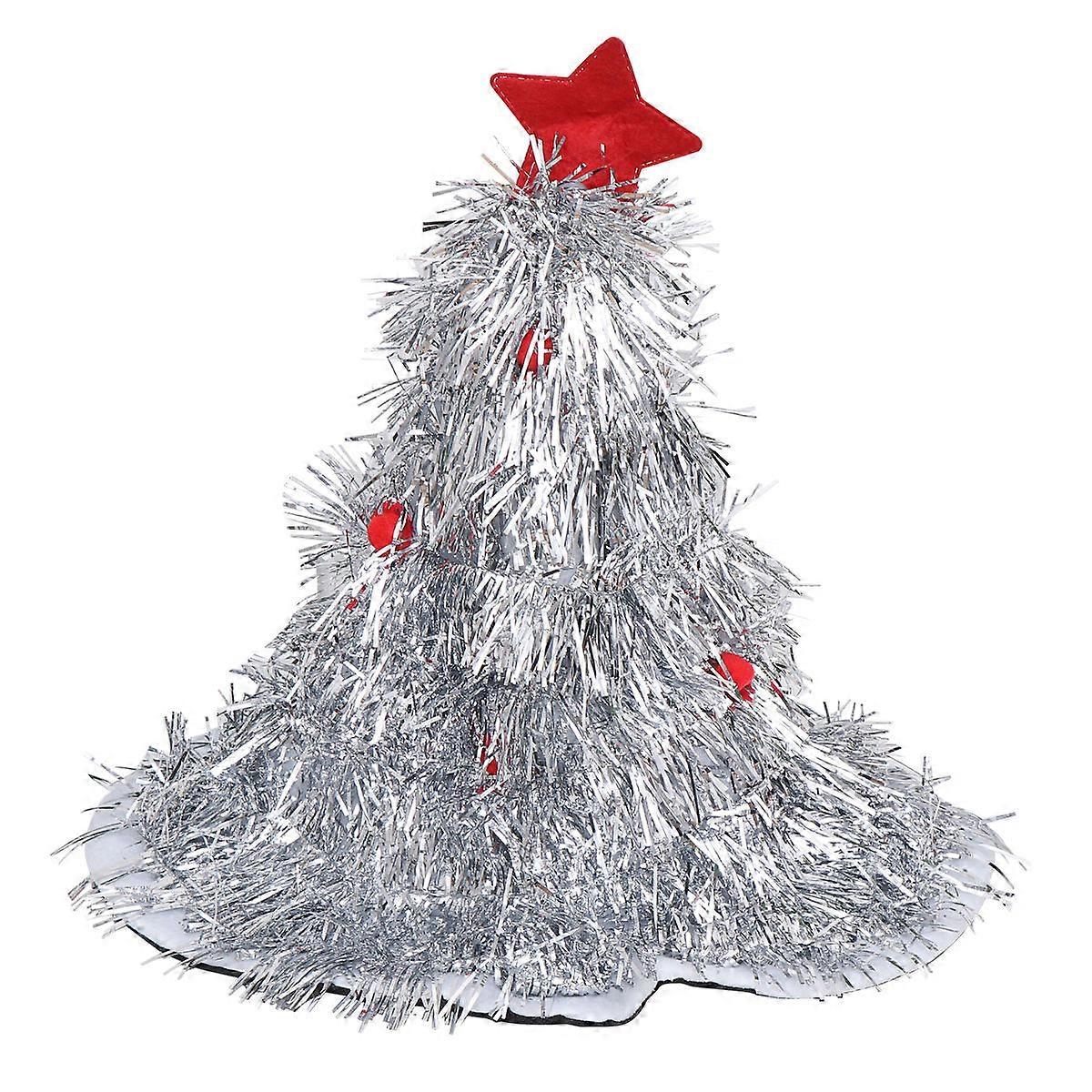 Party Tree Hat Silver Christmas Tree Hat with 3Pcs Costume Accessories
