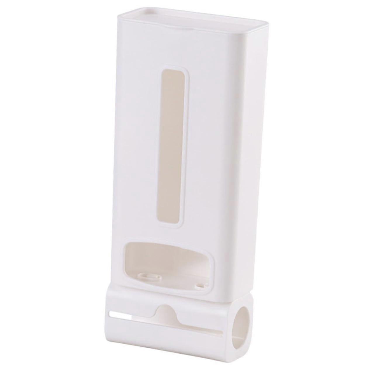 Wall Mounted Bag Dispenser with Large Opening, Plastic Organizer for Kitchen Storage, White