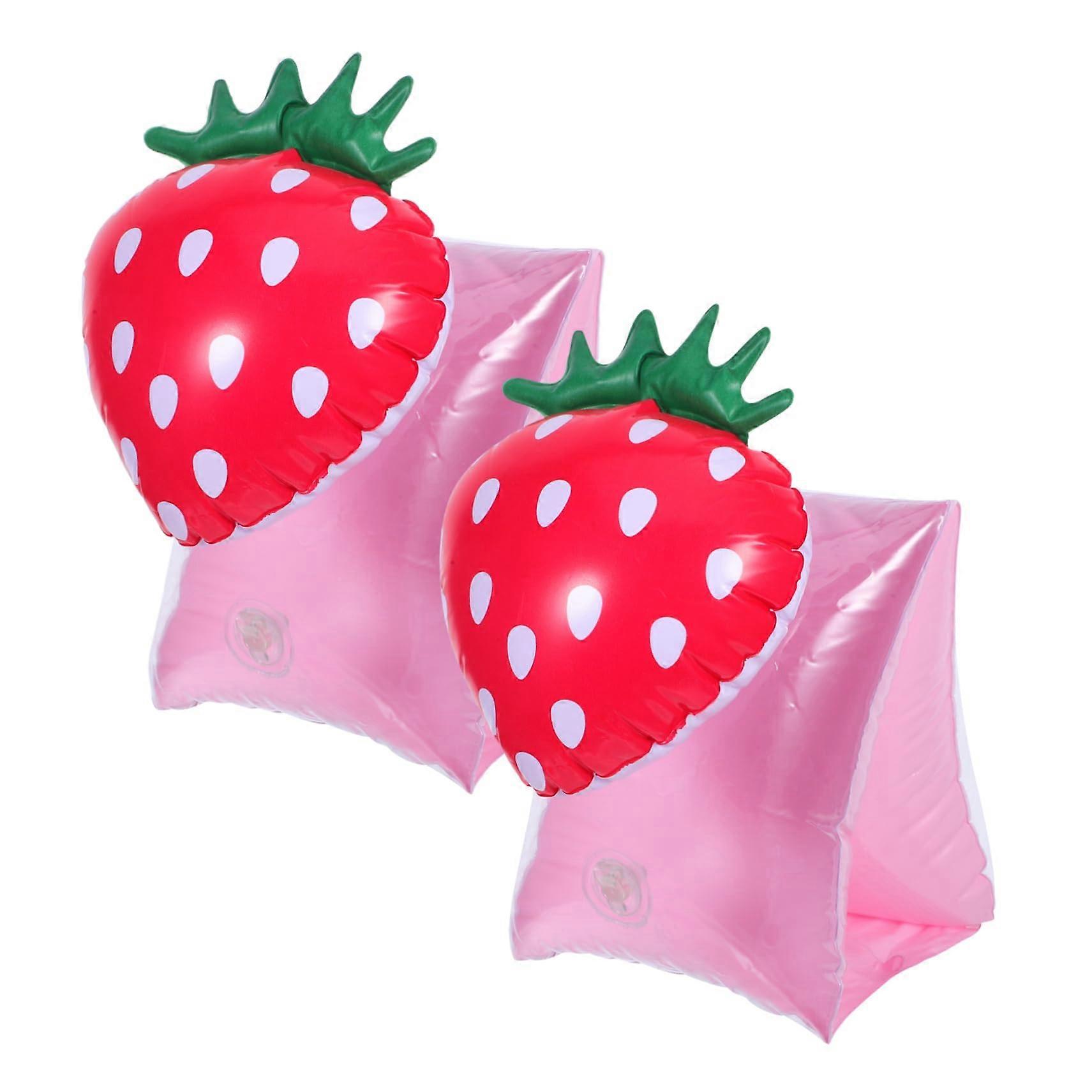 Kids Strawberry Swimming Arm Bands PVC Inflatable Floaties for Pool Safe Comfortable Support