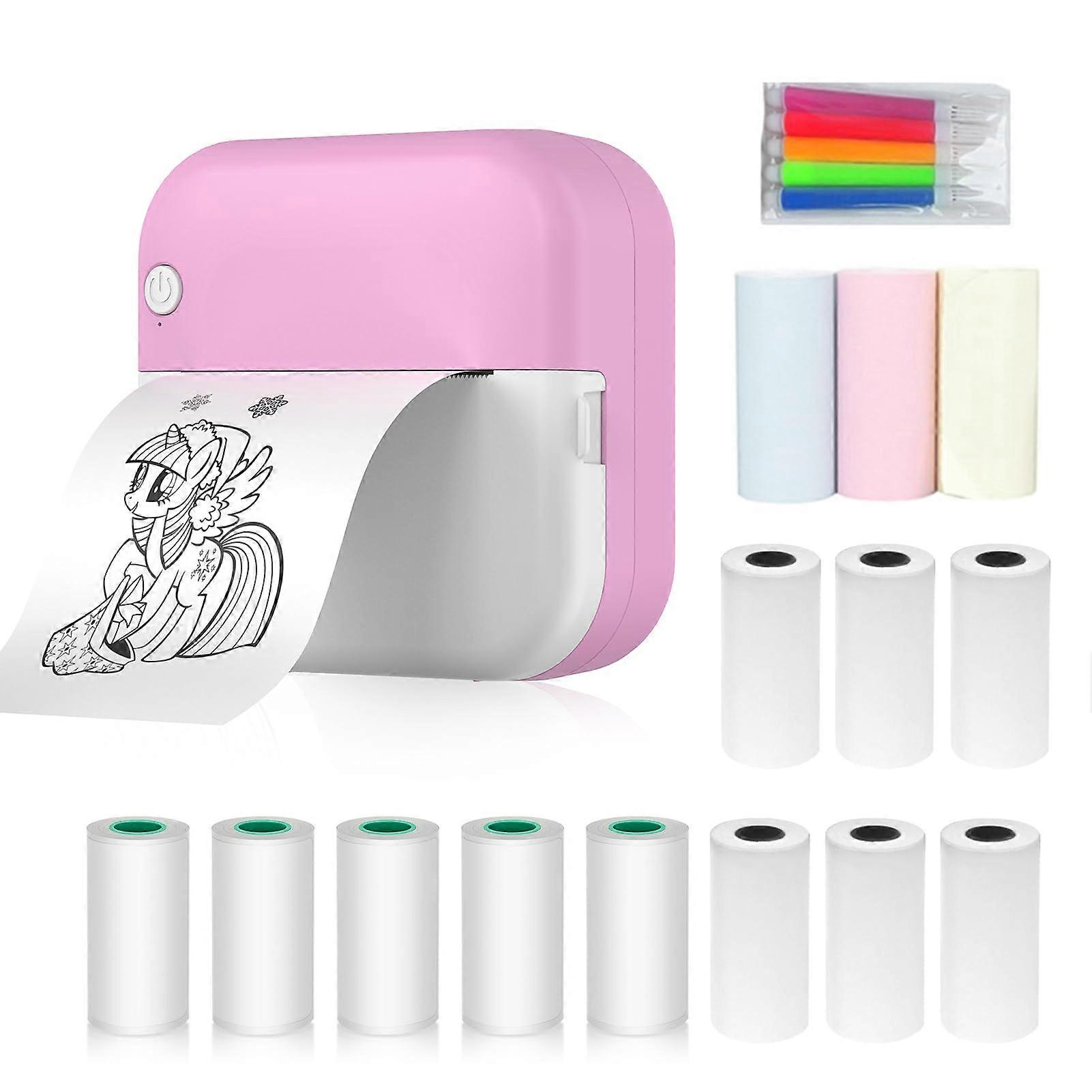 Mini Photo Printer Wireless Bluetooth Inkless Thermal Printing for Smartphone with 20 Paper Rolls