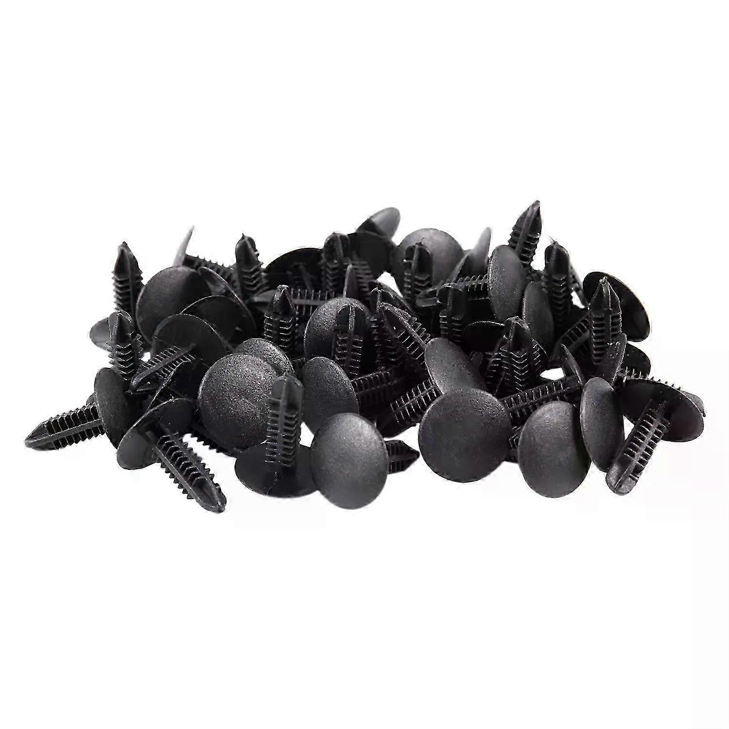 48 black plastic rivet fasteners with 5mm x 5mm hole diameter