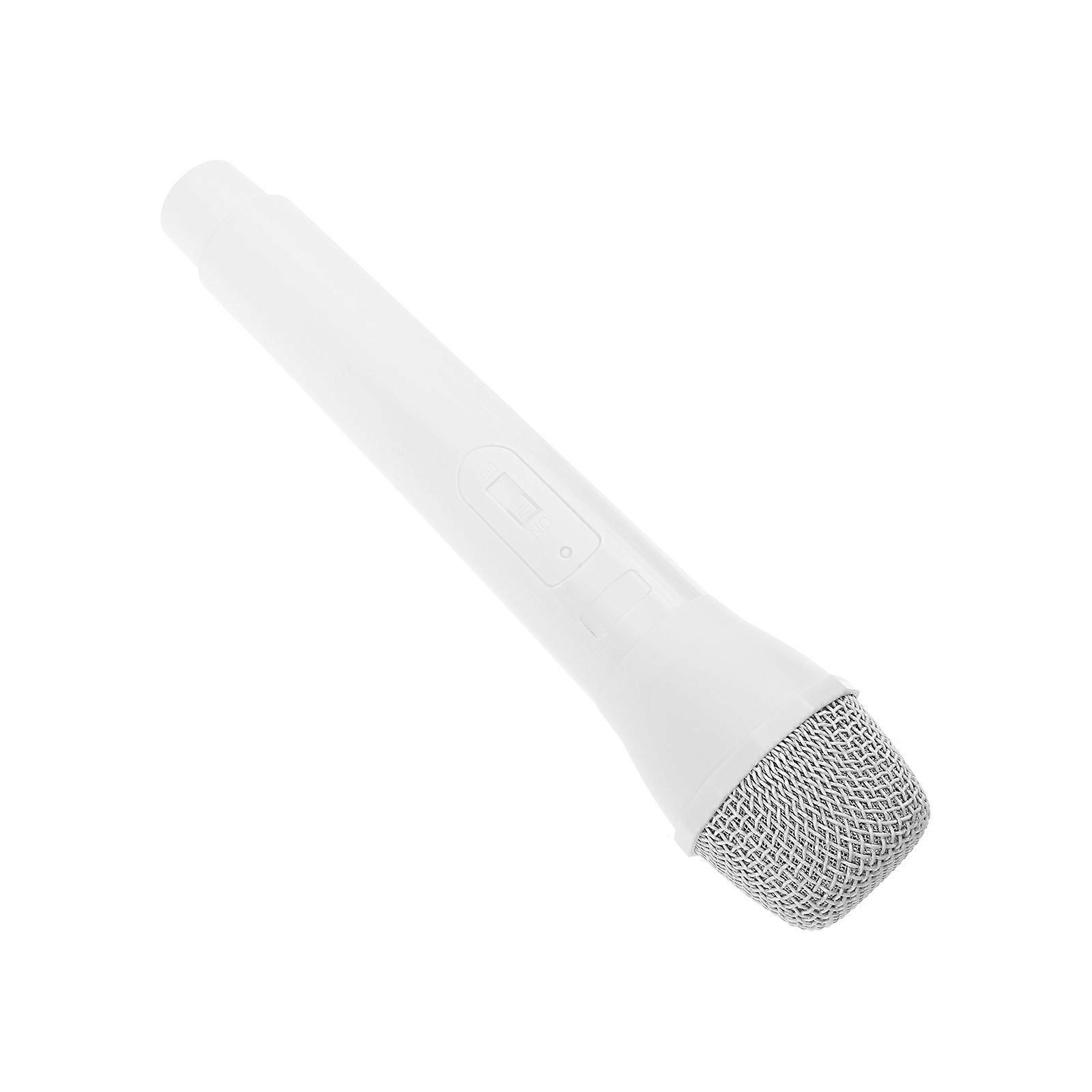 Simulation Microphone Toy White Cylindrical Realistic Design Pretend Play 1Pack