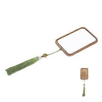 Engraving Pattern Wooden Mirror for Makeup Use Handheld Mini Mirror
