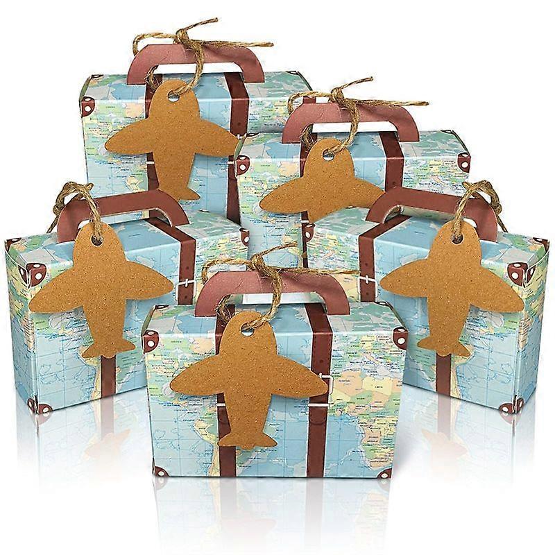 50PCS Suitcase Favor Boxes World Map Mini Suitcase Boxes