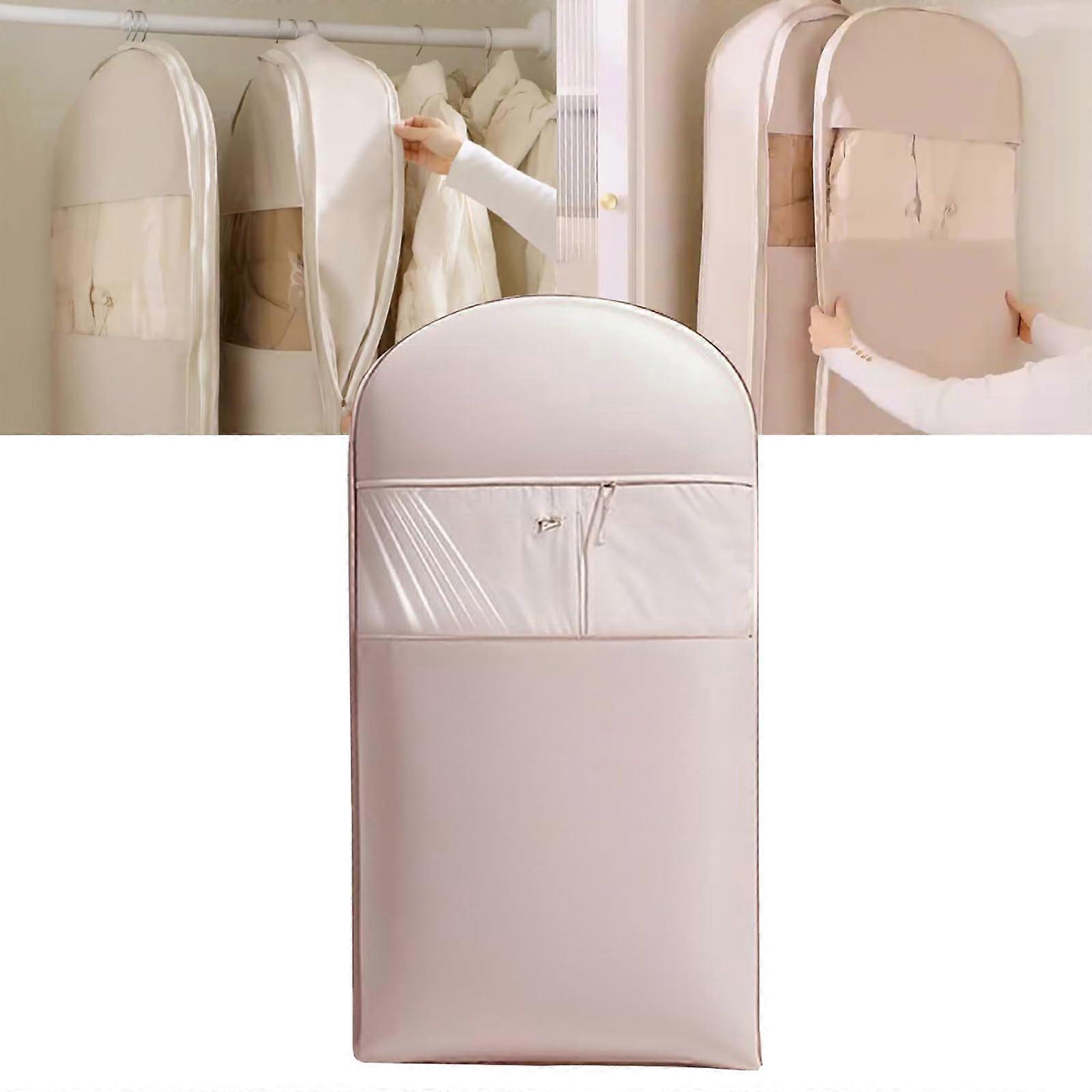 Large Pink Space Saving Hanging Garment Bag with Self Compression Zipper and Transparent Window