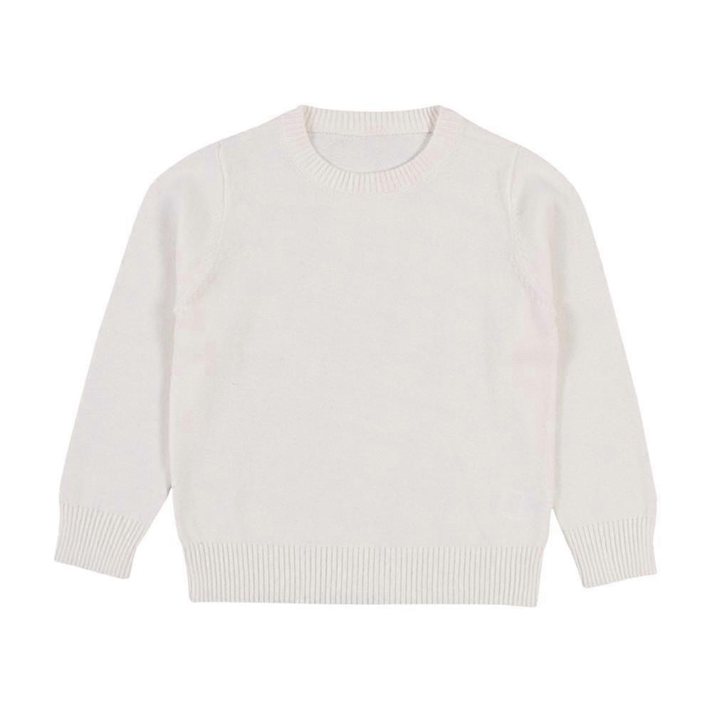 Babypullover Jungen Mädchen Einfarbiger Pullover Strickpullover Candy Base Pullover Weiß 18 Monate