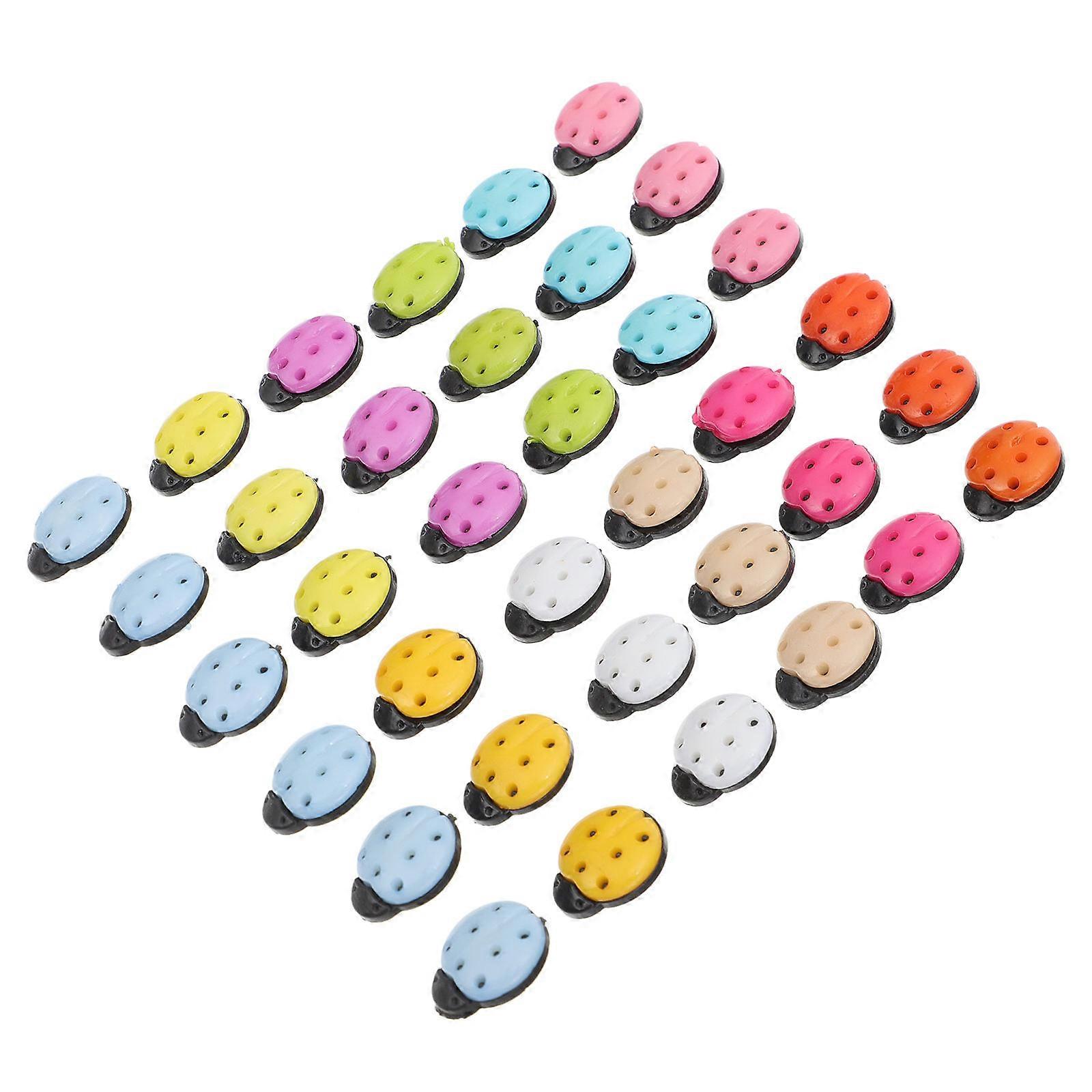 Candy Color Ladybug Button for Decor 100Pcs Creative Cartoon Mixed Buttons