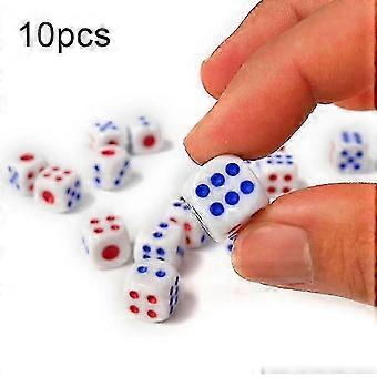 10pcs Standard Plastic 10mm Game White Dice Die Bar Gaming Supplies