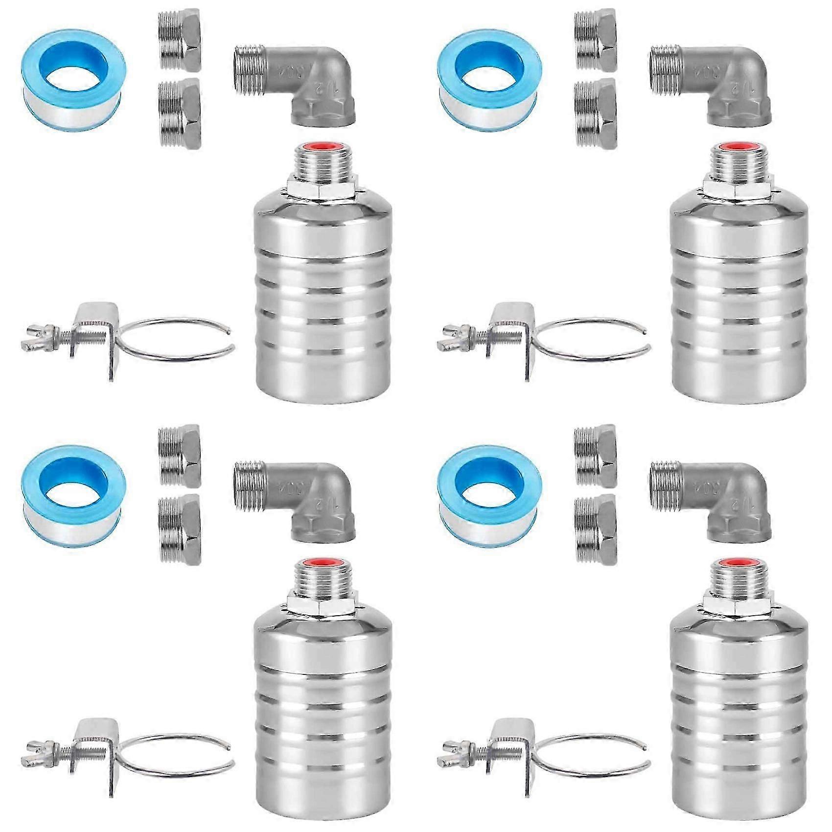 4set 1/2Inch to 3/4Inch Water Float Valve,Stainless Steel Float Valve,Fully Automatic Water Level Controller Float Valve