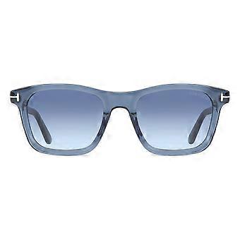 Lunettes de soleil carrées pour hommes, modèle BARRON FT1179 de Tom Ford, monture entière transparente bleu "Aegean", protection UV3, article original.
