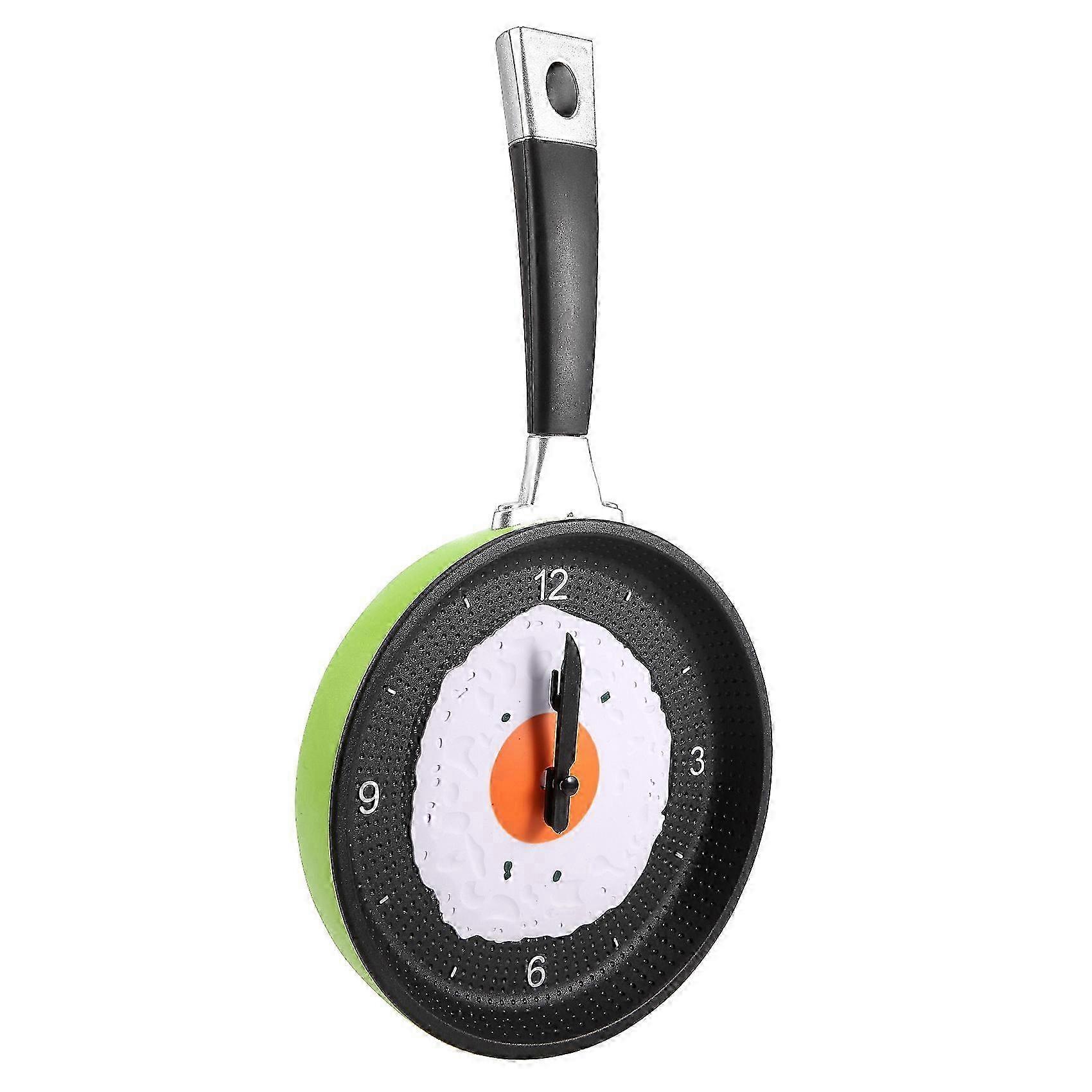 Frying Pan Clock with Fried Egg - Novelty Hanging Kitchen Cafe Wall Clock Kitchen -