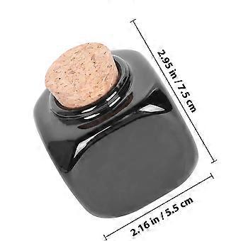 Ceramic Manicure Liquid Bottle Practical Wooden Cork Bottle Nail Medicine Cup Black