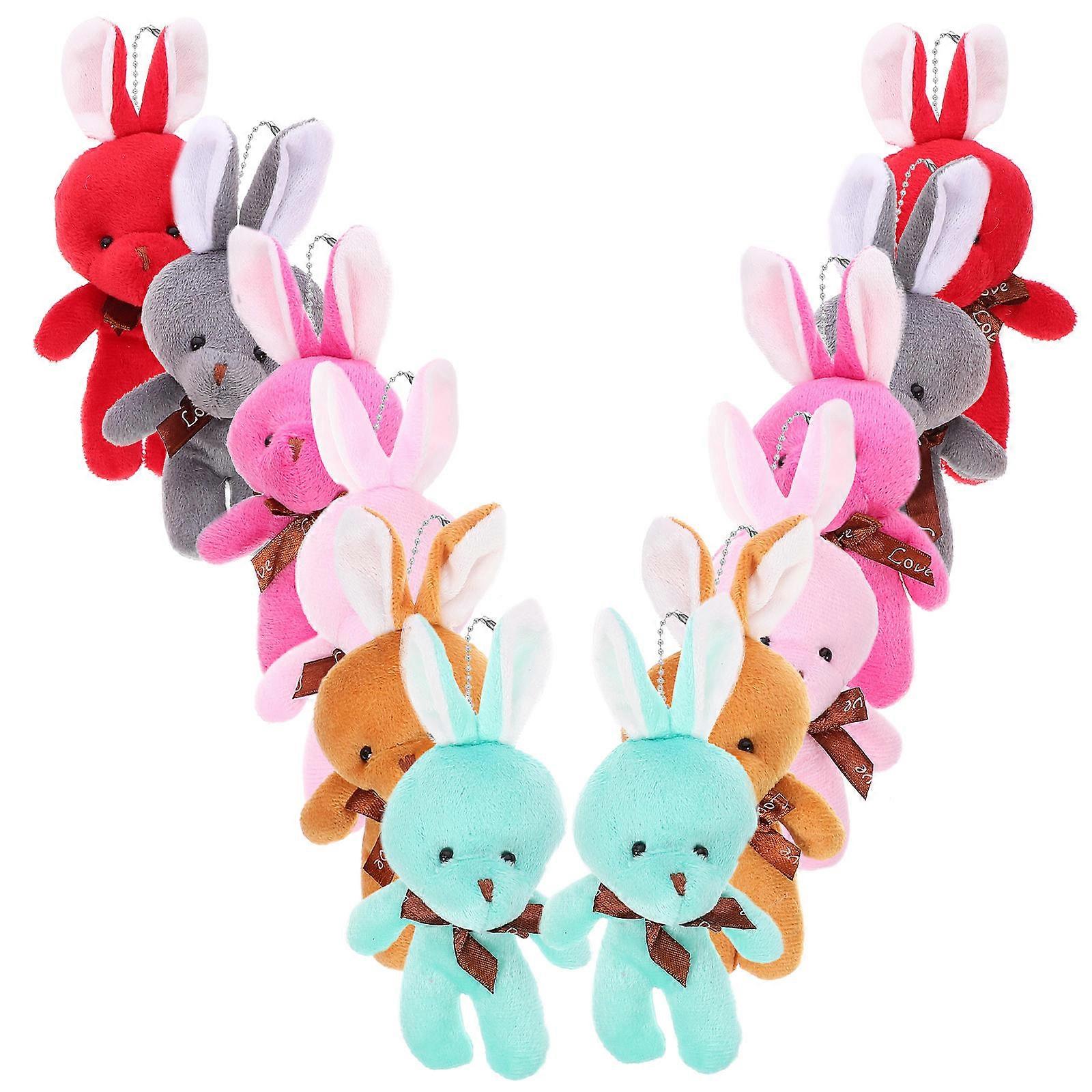 12pcs Mini Plush Rabbit Pendants Tiny Stuffed Rabbit Charms Small Bunny Doll Pendants