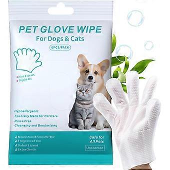Pet Cleaning Glove Wipes for Dogs & Cats, Cleaning and Deodorizing Disposable Bathing Wipes for Fur, Paws and Butt,Rinse Free for Grooming and Travel