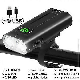 5200mah kraftig sykkellys usb rehargeable led sykkel lys foran ipx5 vanntett mtb sykkel lommelykt som makt bank