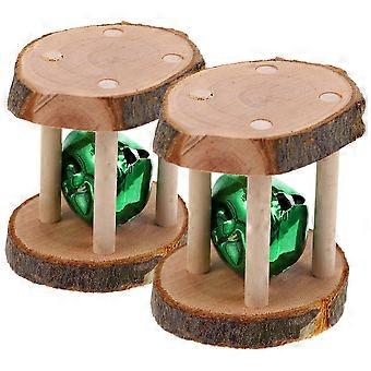 2stk Hamster Kanin Tygge Legetøj Kæledyr Træ Leg Legetøj Træ Tænder Slibelegetøj med klokke