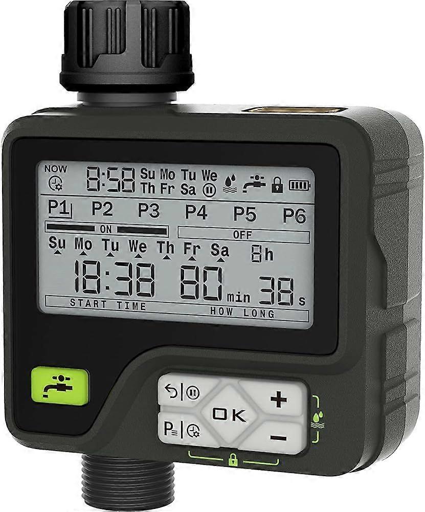 Automatic Programmable Water Timer for Garden, Rain Sensor, Manual Override, 3 Irrigation Schedules, Waterproof