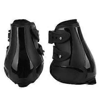 Paardenpeesbeschermers Set Zachte Antislip Verstelbare PU Shell Peesbeschermers voor PaardenZwarte Achterbenen XL