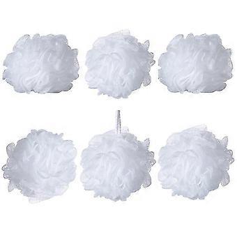 Bath Shower Sponge Loofahs (pack Of 6, 60g/pcs), Snow White Mesh Pouf Shower Ball Big Luxury Body Buff Puff In Bulk(white)