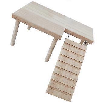 Natural Hamster Toy Platform for Playing 2Pcs Beige Wooden Rat Accessory