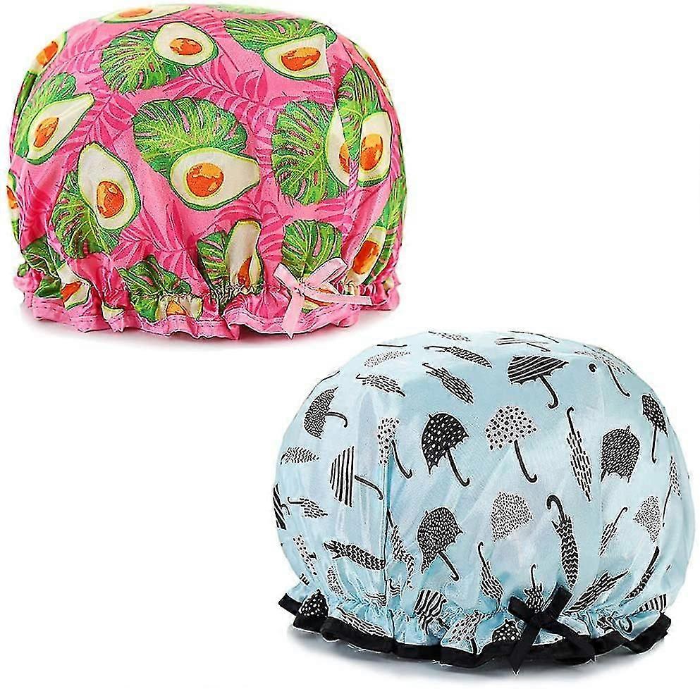 Shower Cap, 2 Pcs Waterproof Reusable Shower Caps