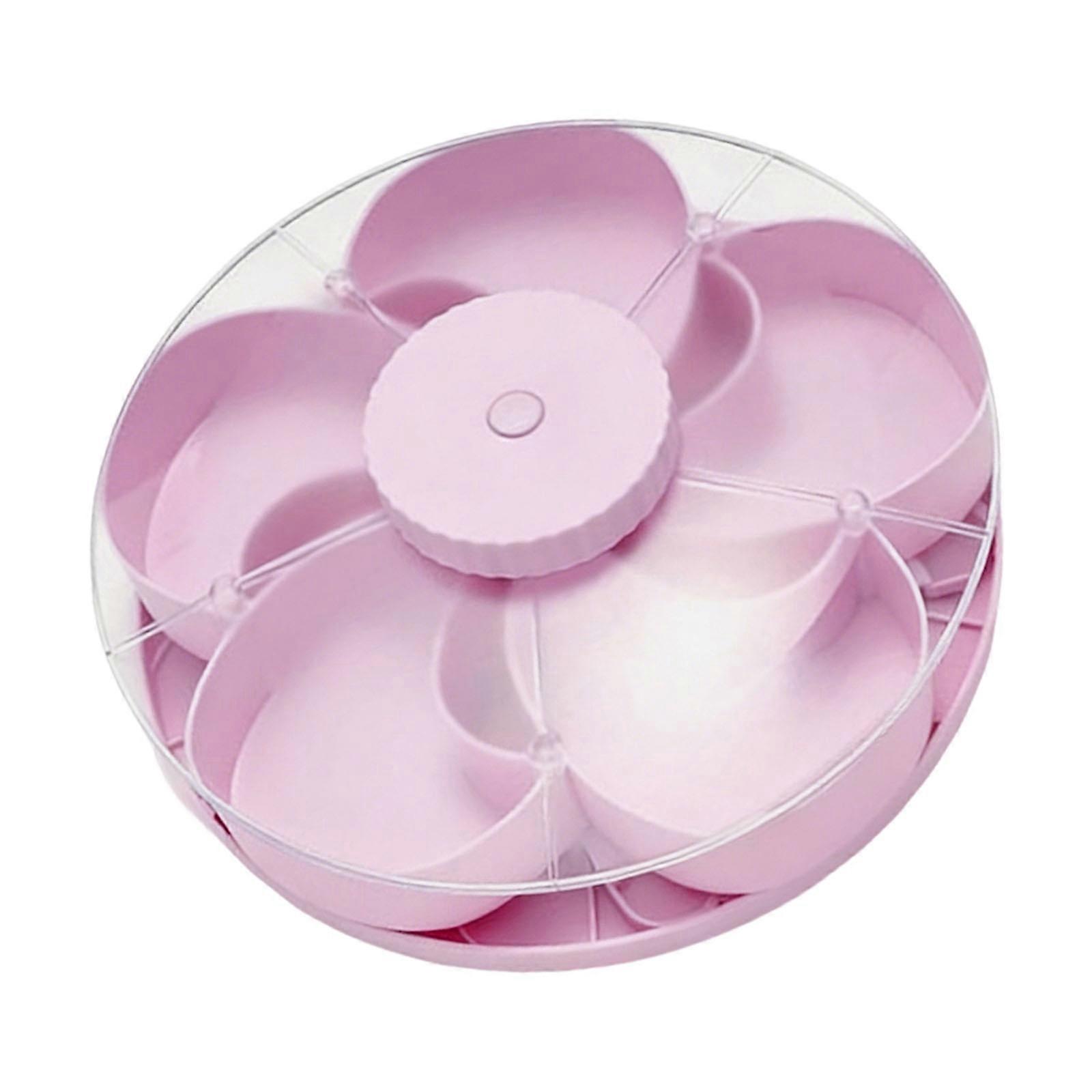 Rotating Snacks Organizers With Separate Sections Multi-Compartment Fruit and Vegetable Serving Platter  Pink