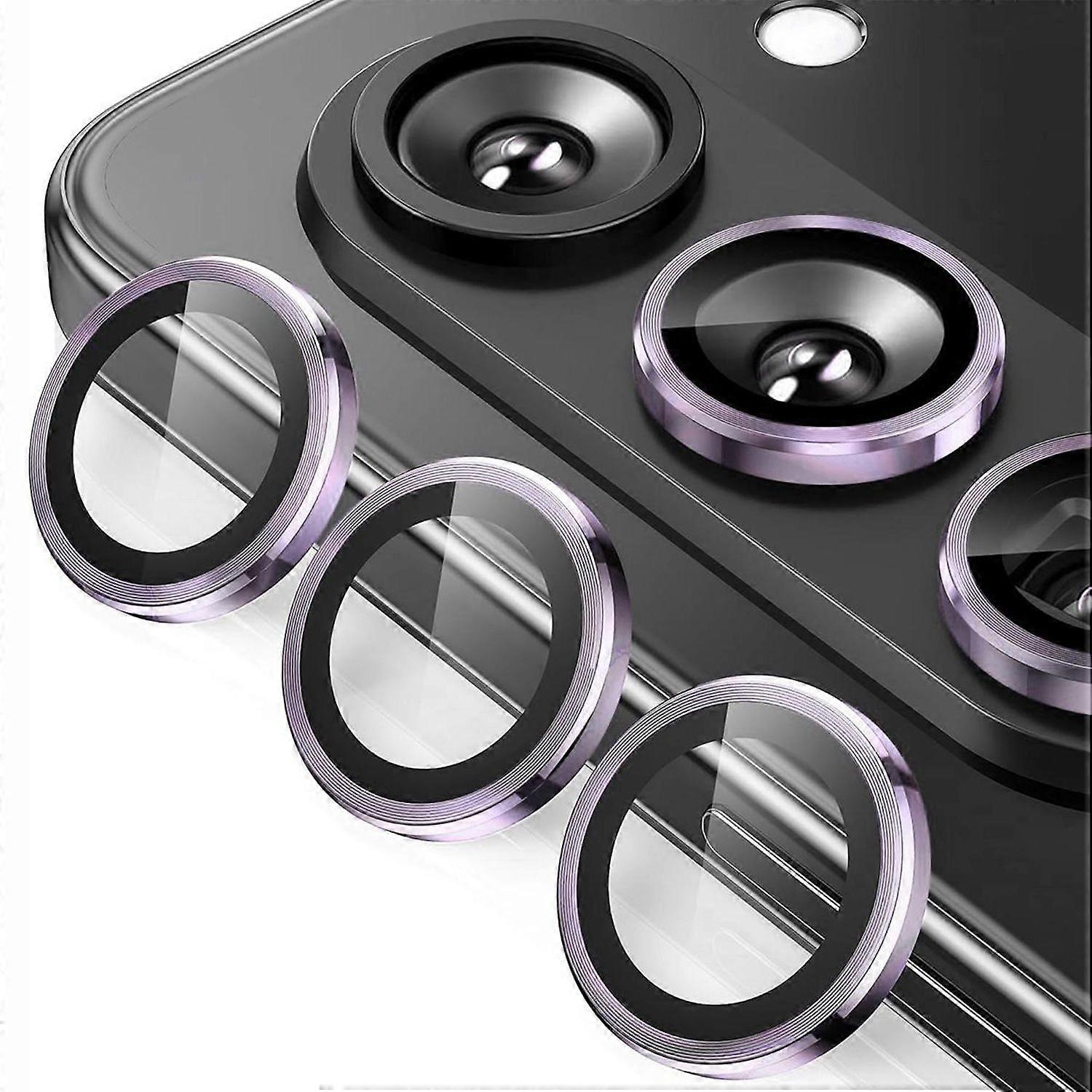 For Samsung Galaxy Z Fold7 5G Aluminum Protective Ring Camera + H9 Tempered Glass Light Purple