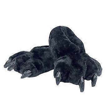 Cartoon luipaardpoot warme pluche teenslippers voor volwassenen, klauwslippers voor thuis en binnen.