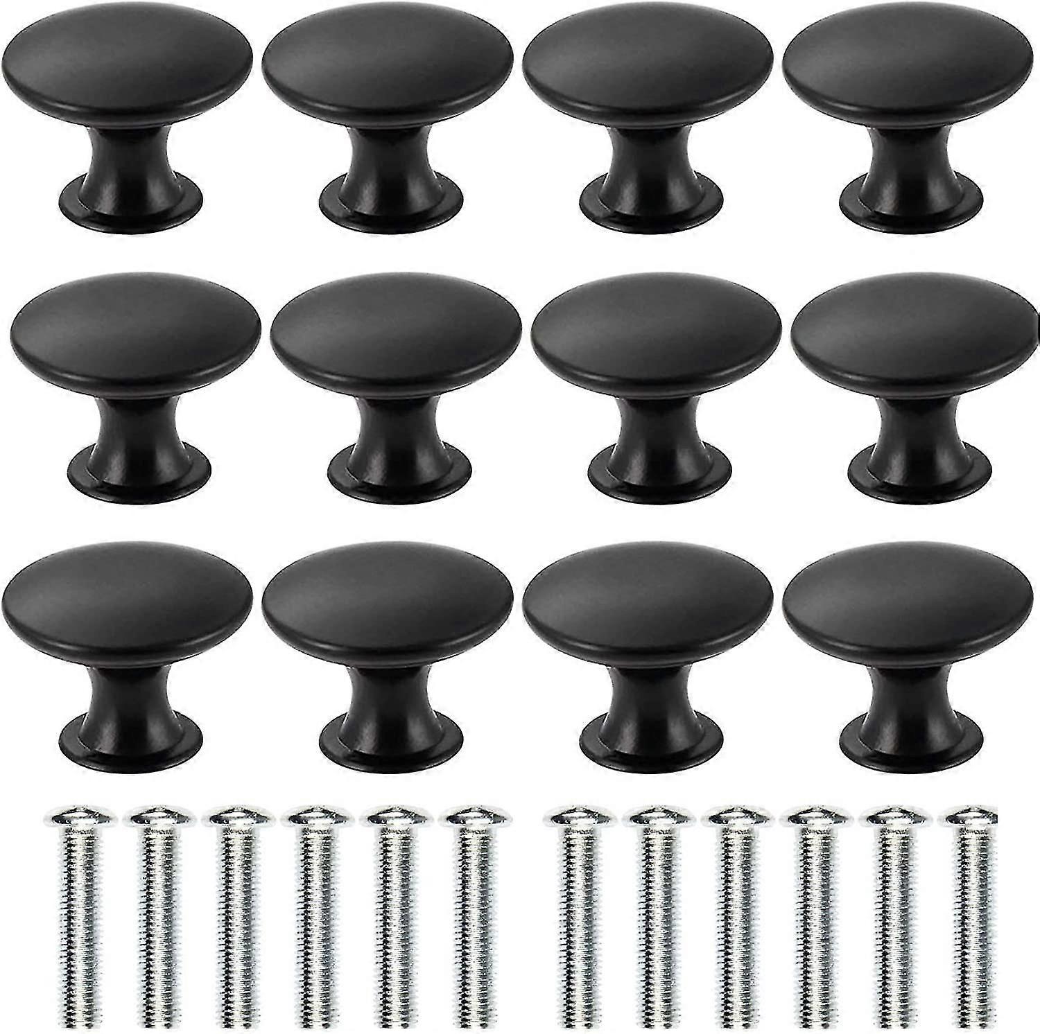 Cabinet Knobs 12Pcs Round Black Drawer Knobs Single Hole 30mm 2026 New