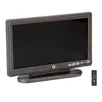 Mini platt-TV-modell för dekoration 1-set dockhus grå plastleksak