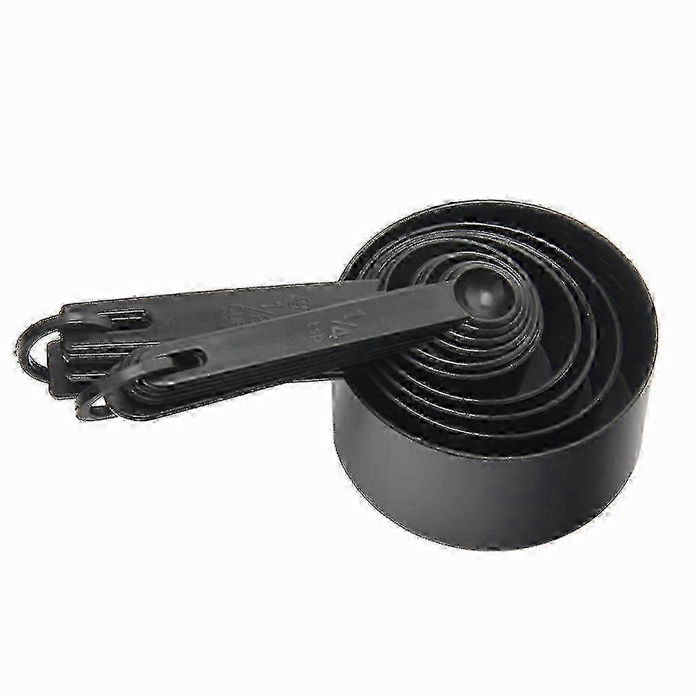 10pcs Black Plastic Tools, Measuring Spoons and Cups compatible with Baking, Tea, Coffee Set
