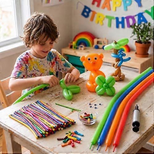 100 Pcs Modelling Balloons Multicoloured Plain Long Twisting Latex
