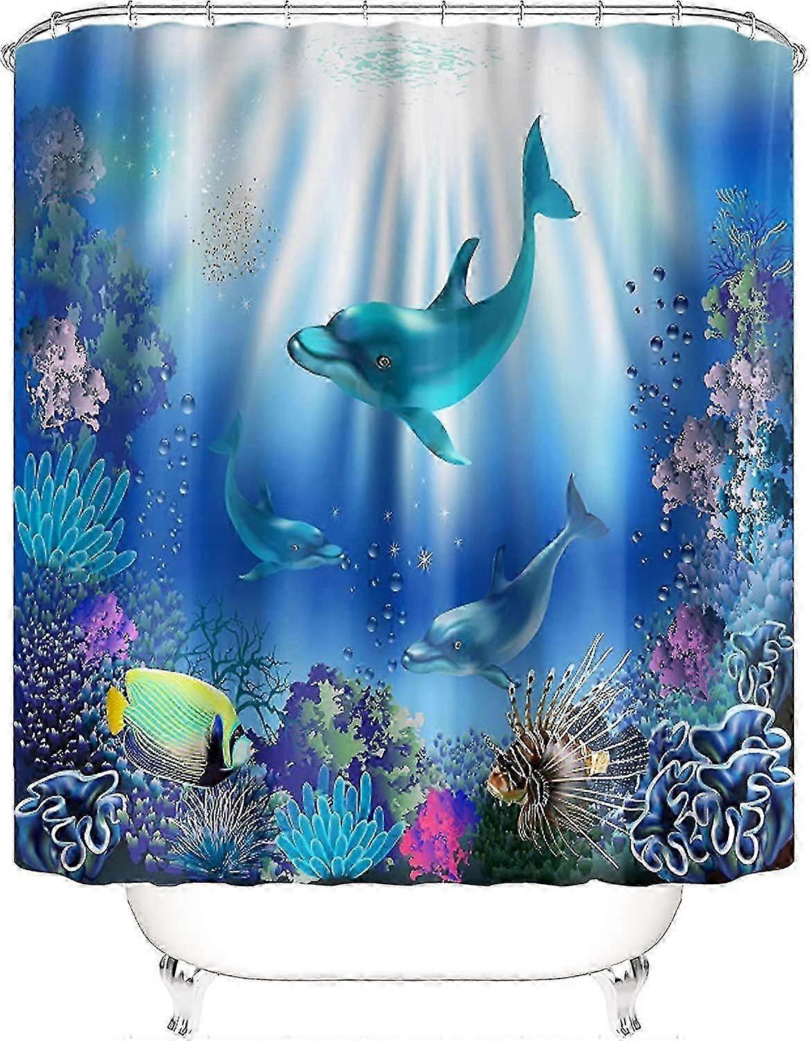 3D Dolphin Marine Shower Curtain Polyester