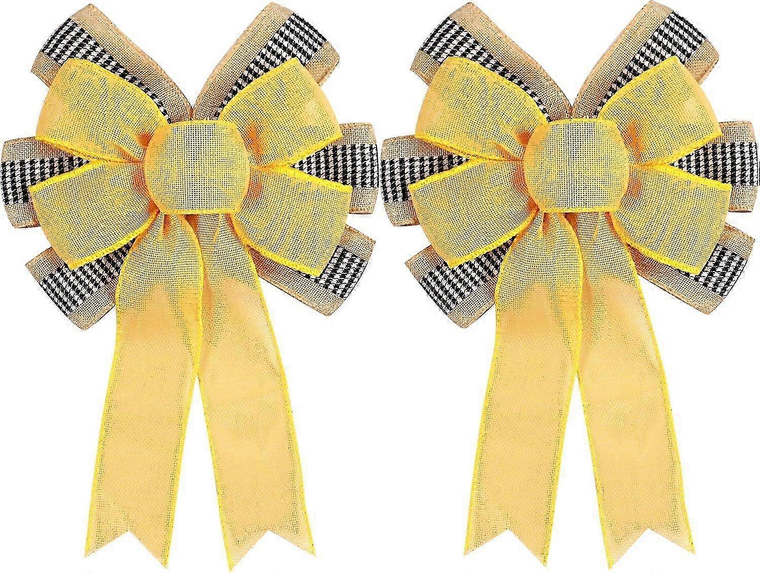 28cm x 40cm Burlap Bow with Stripe Accent