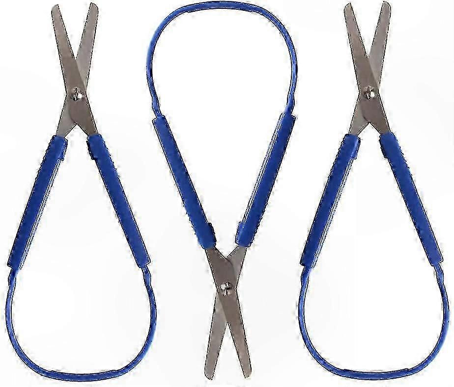 Loop Scissors 3-Pack: Adaptive Ambidextrous Design, Easy-Open Spring-Loaded Grip compatible with Teens & Adults