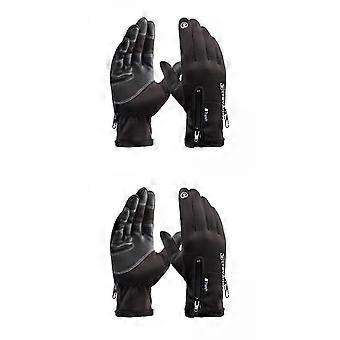 2 Pair Windproof Winter Motorcycle Warm Gloves for Men Women Cycling Driving
